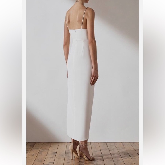 Shona Joy Draped Cocktail Midi Dress Ivory Size 6 - Picture 5 of 10